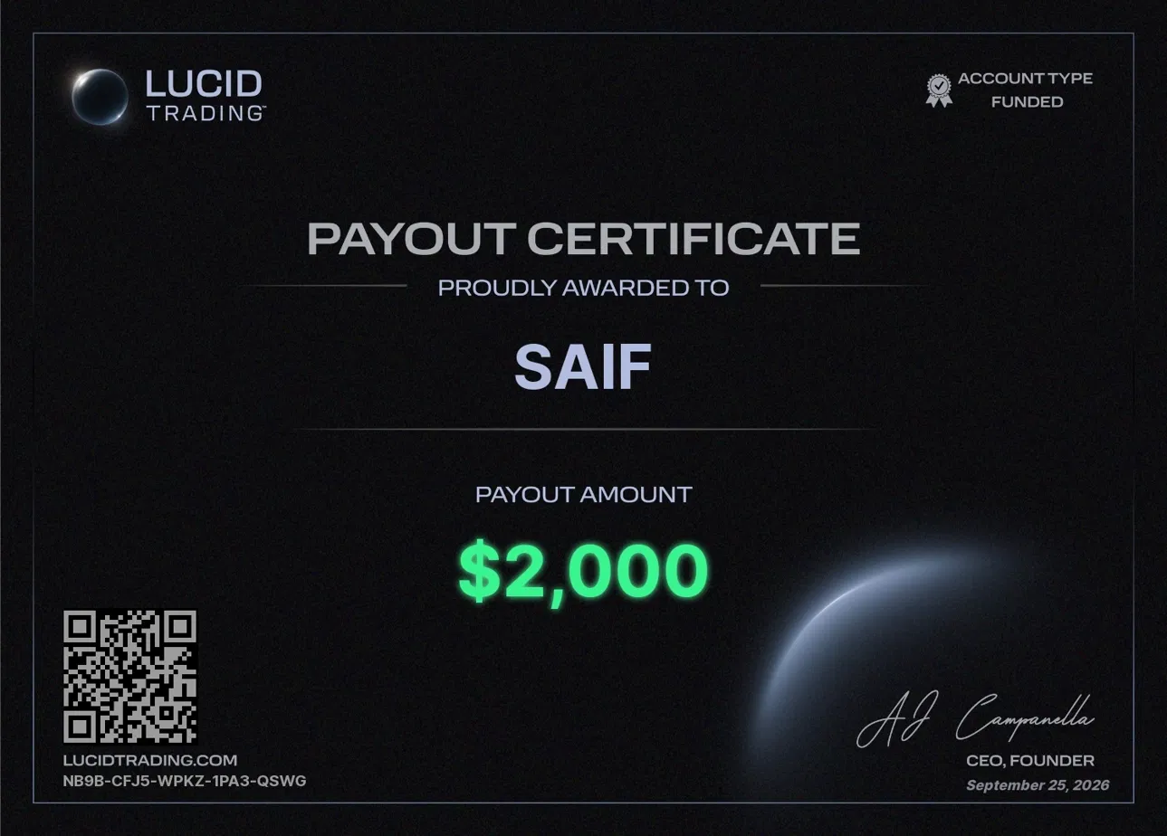 Lucid payout certificate