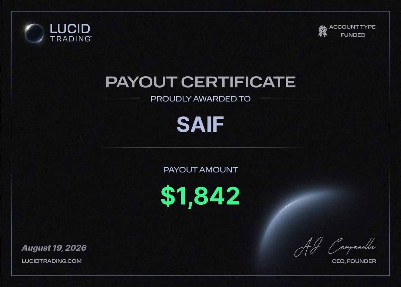 Lucid payout certificate